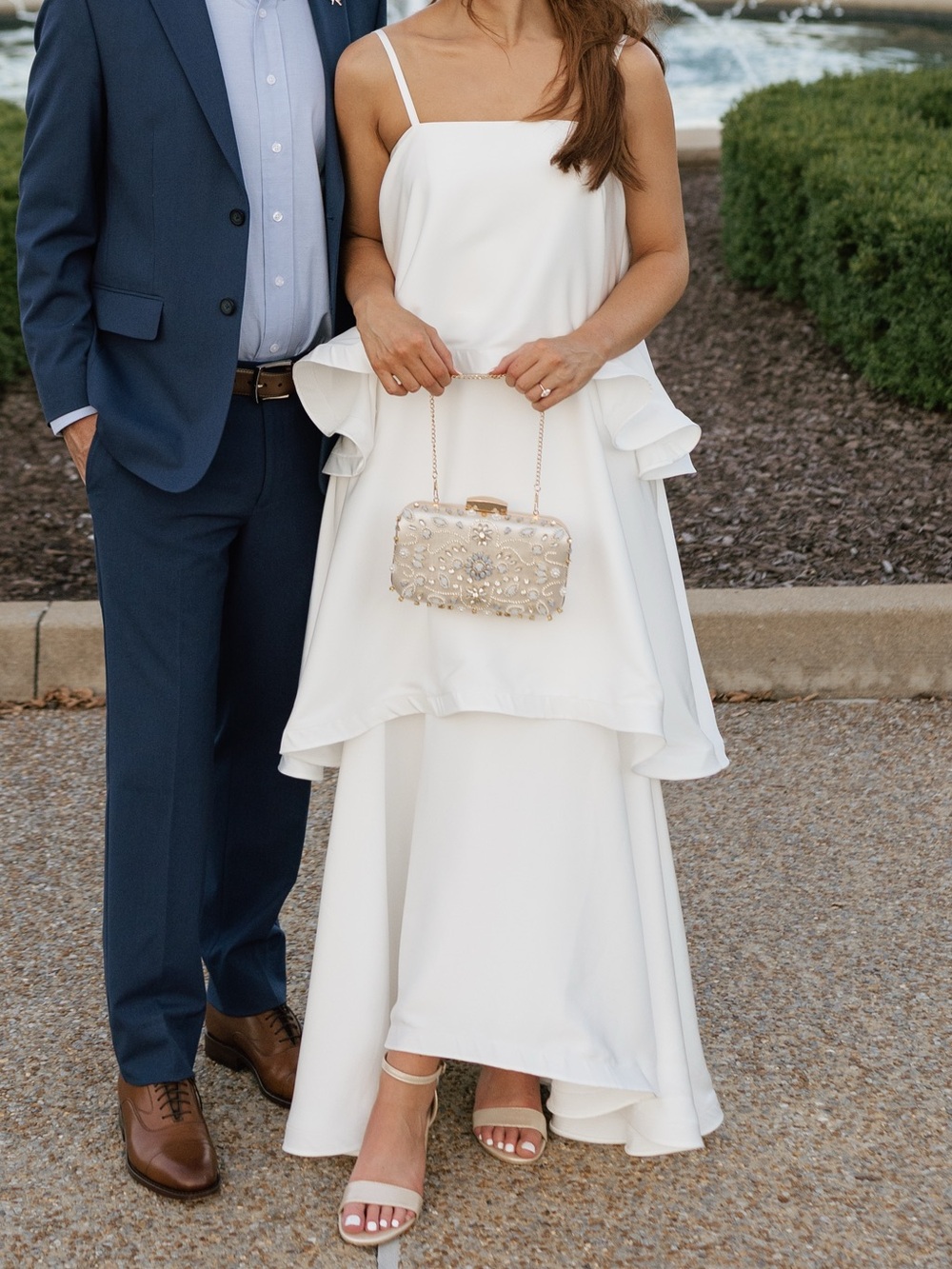 Azazie White High-Low Spaghetti Strap Dress